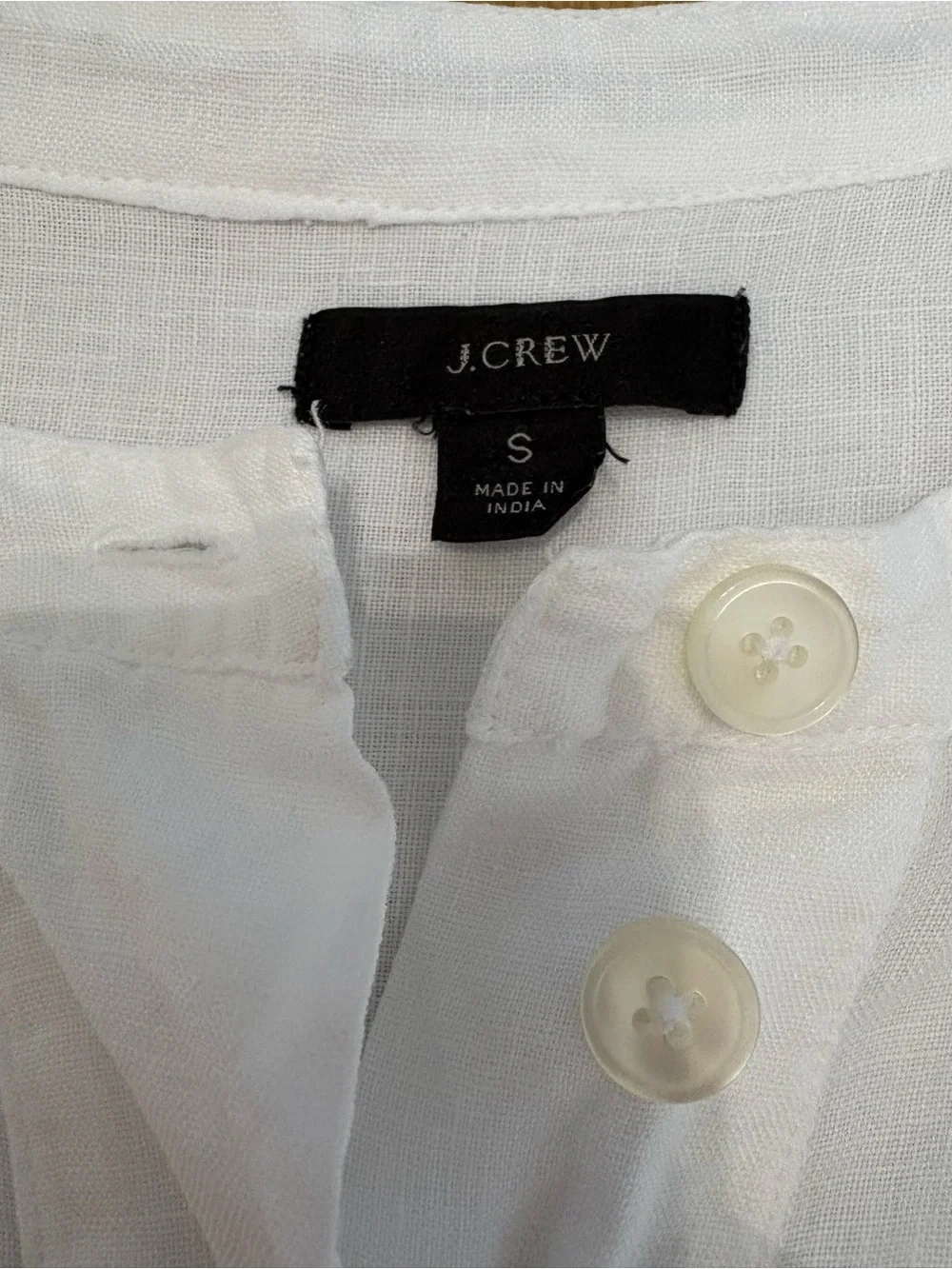 J.Crew White 100% Linen Button-Front Tunic Blouse Shirt Coastal Granddaughter S